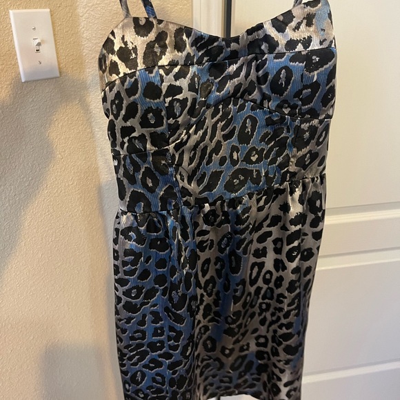 Wet Seal Dresses & Skirts - Wet Seal  Leopard-Print Satin Dress in Black and Silver size 3